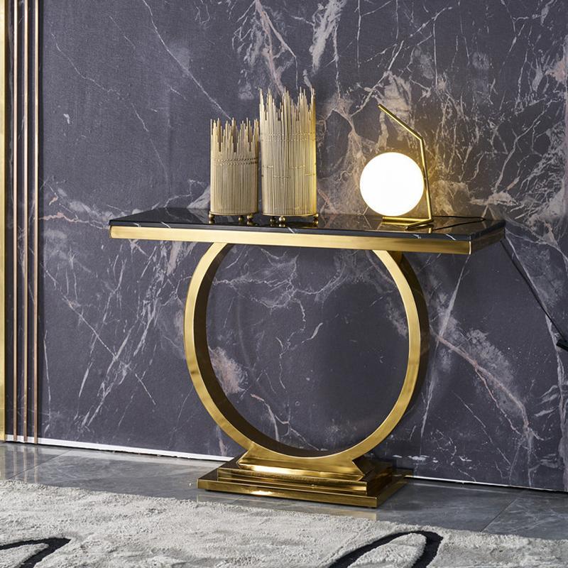 Brody Console Table, Gold & Marble- | Get A Free Side Table Today