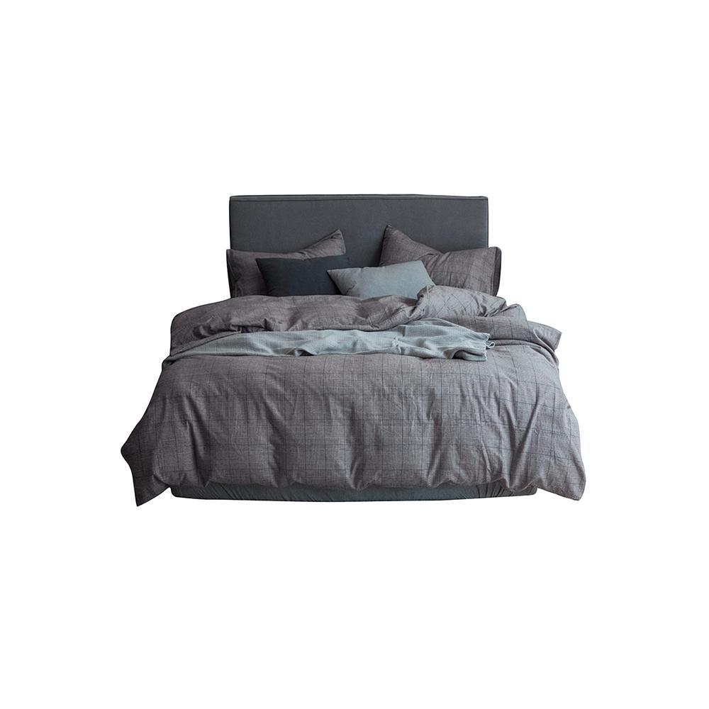 CA714 Linen Duvet Cover + Bed Sheet + 2 Pillowcases, King, More Patterns Available- | Get A Free Side Table Today