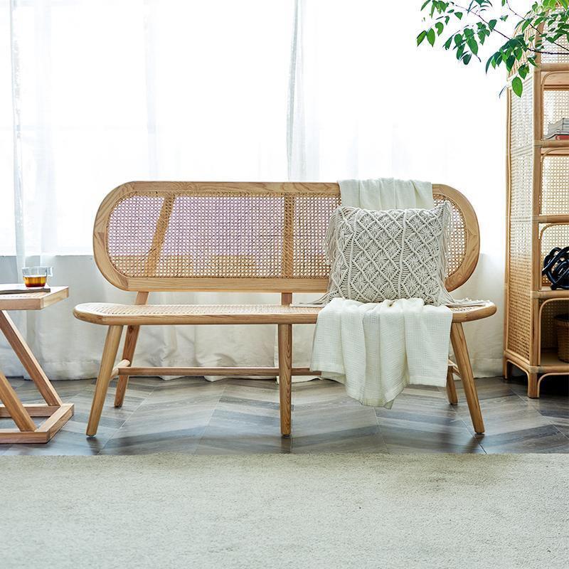 Cane Rattan Bench, Oak- | Get A Free Side Table Today