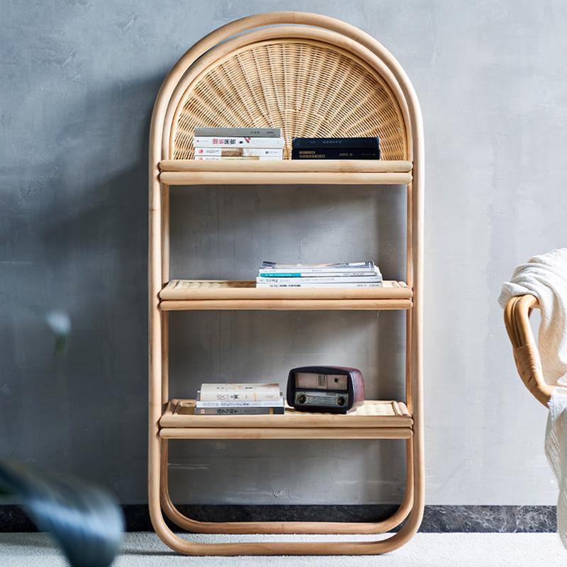 Cane Rattan Bookcase, Shelving Unit, Oak- | Get A Free Side Table Today