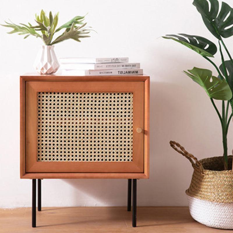 Cane Bedside Table, Natural Rattan & Oak- | Get A Free Side Table Today