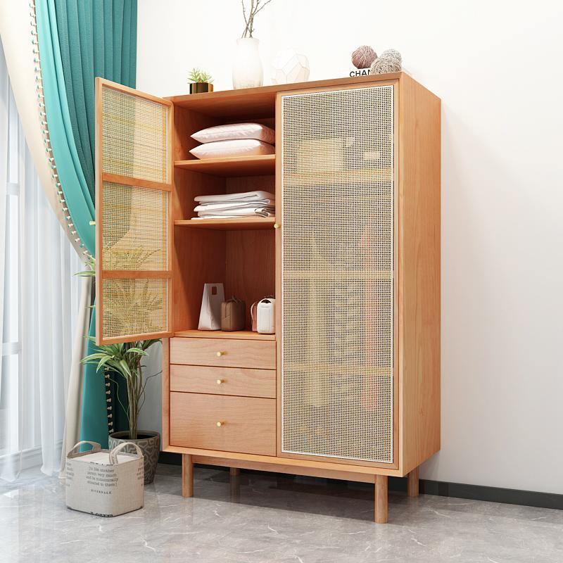 Cane Wardrobe, Hallway Storage, Natural Rattan & Oak- | Get A Free Side Table Today