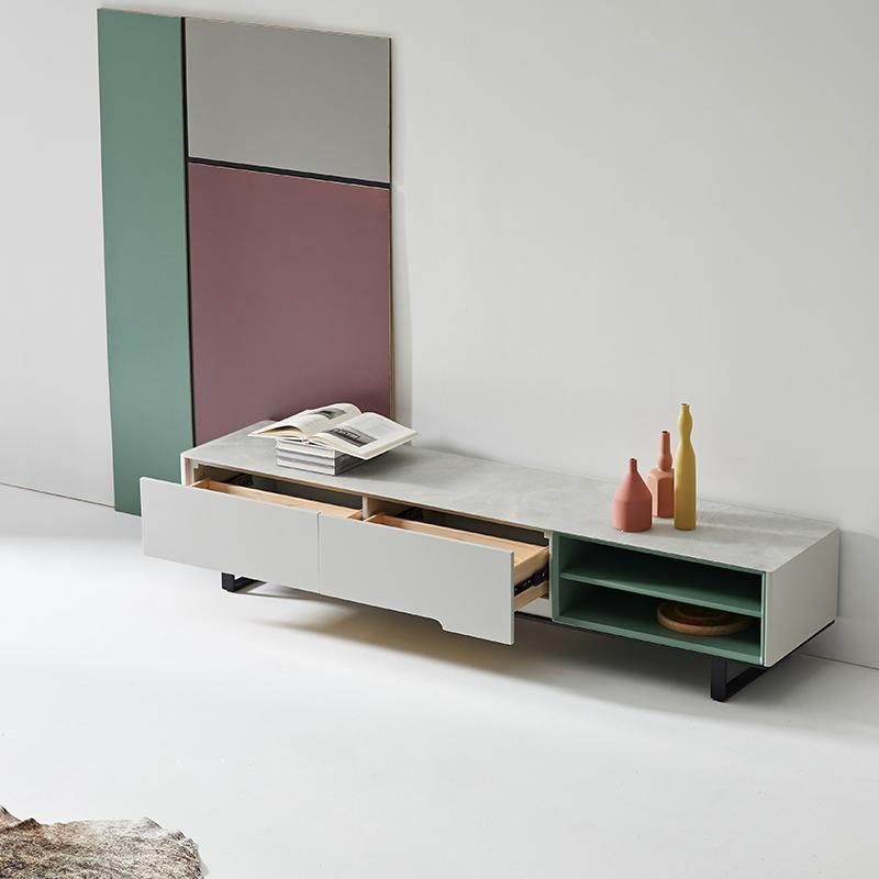 CASA TV Stand, White And Green- | Get A Free Side Table Today