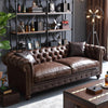 Chesterfield Two Seater Sofa, Drak Brown Real Leather- | Get A Free Side Table Today