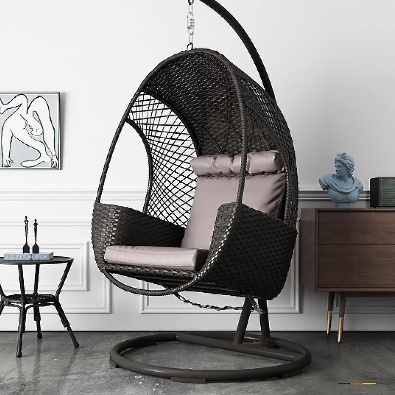 Cottle Rattan Garden Hanging Egg Chair with Stand, Indoor/ Outdoor Furniture- | Get A Free Side Table Today
