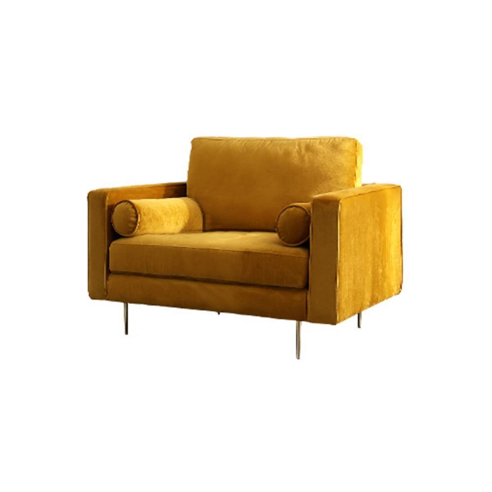 Deandra Three Seater Corner Sofa, Yellow Velvet- | Get A Free Side Table Today