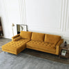 Deandra Three Seater Corner Sofa, Yellow Velvet- | Get A Free Side Table Today