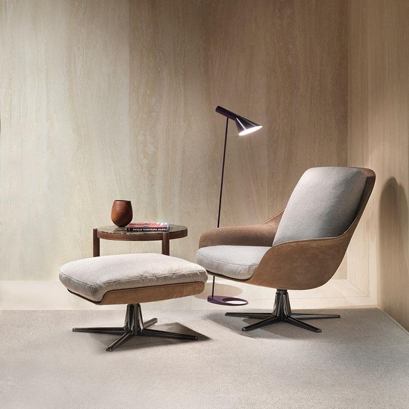 Eames Style Lounge Chair And Ottoman, Cotton Linen- | Get A Free Side Table Today