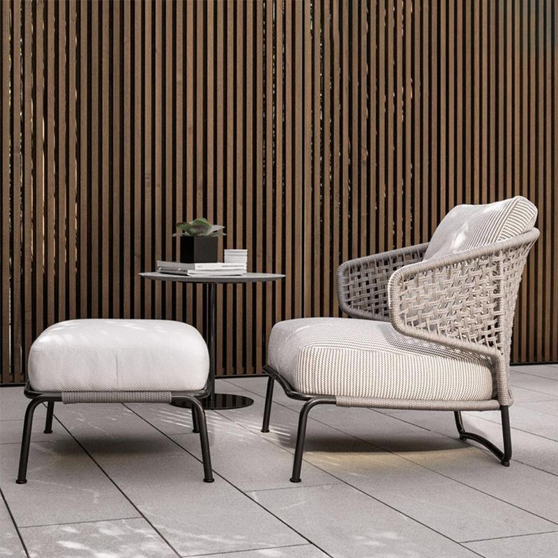 Emi Rattan Armchair And Ottoman, Outdoor Furniture- | Get A Free Side Table Today