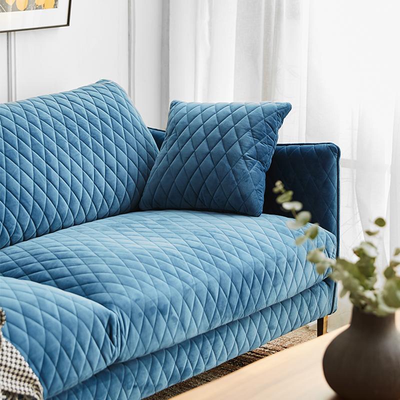 Evesham Three Seater Sofa, Blue Velvet- | Get A Free Side Table Today