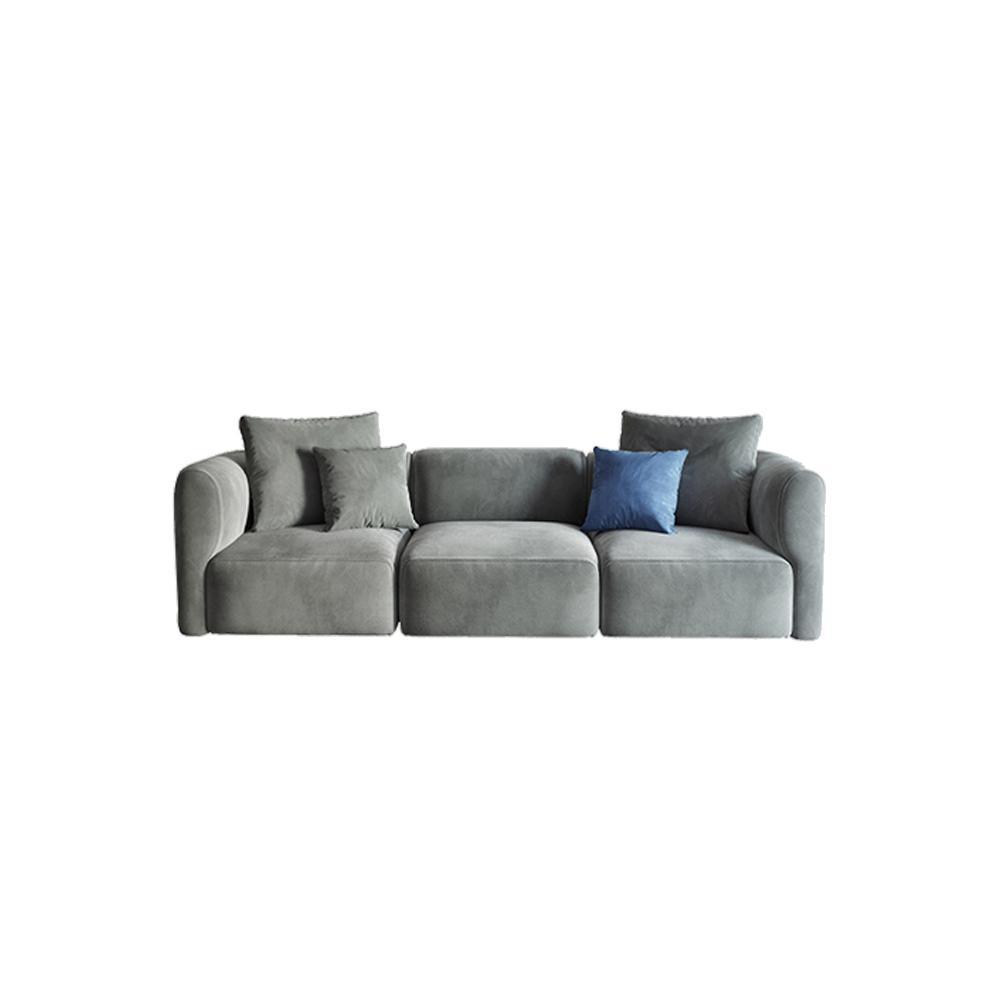 Four Seater/ Corner Sofa, Grey Velvet- | Get A Free Side Table Today