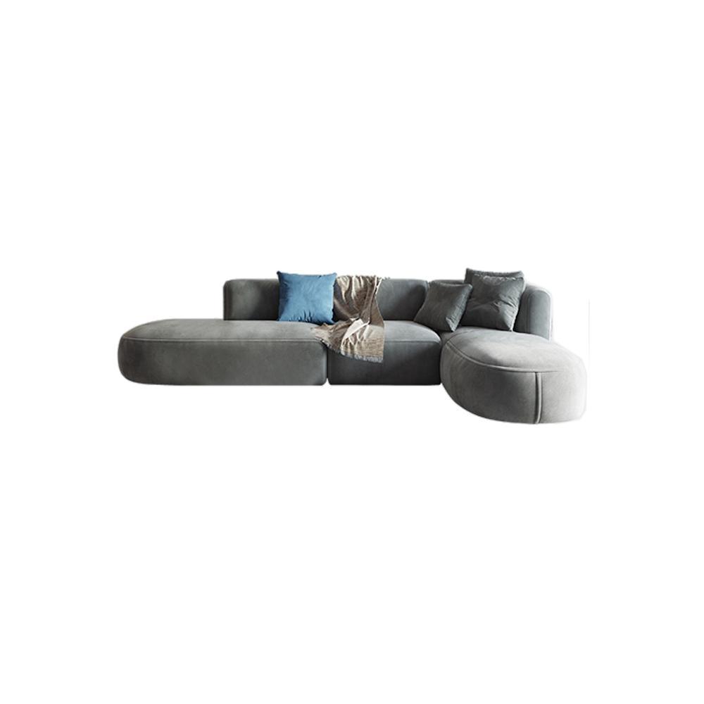 Four Seater/ Corner Sofa, Grey Velvet- | Get A Free Side Table Today