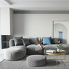 Four Seater/ Corner Sofa, Grey Velvet- | Get A Free Side Table Today