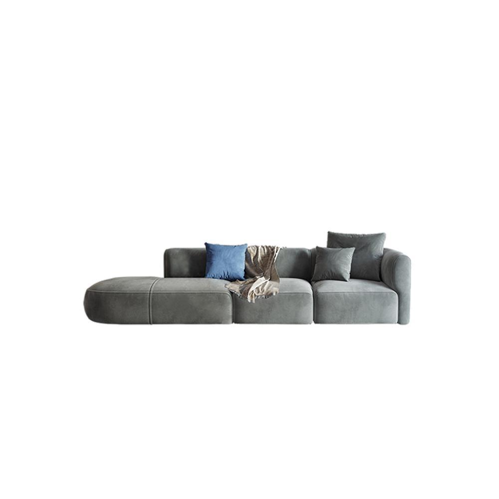 Four Seater/ Corner Sofa, Grey Velvet- | Get A Free Side Table Today