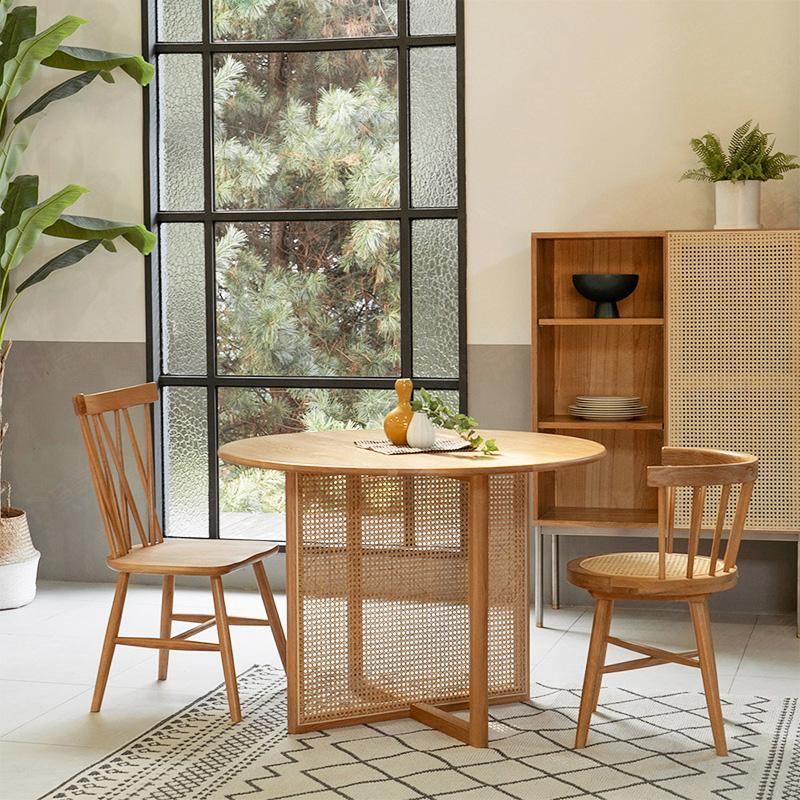 Gavril Rattan Dining Table, Light Oak- | Get A Free Side Table Today