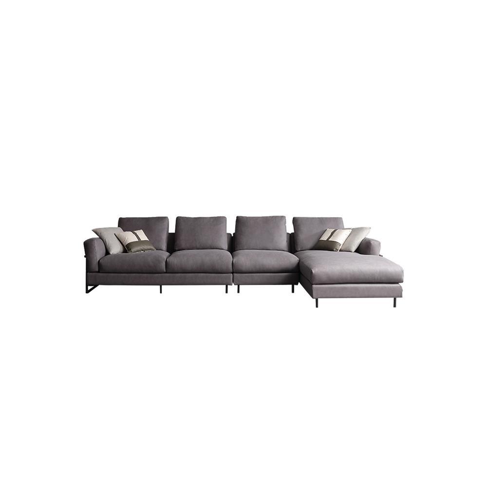 H92 Grey Four Seater Corner Sofa, Real Leather, Multiple Color- | Get A Free Side Table Today