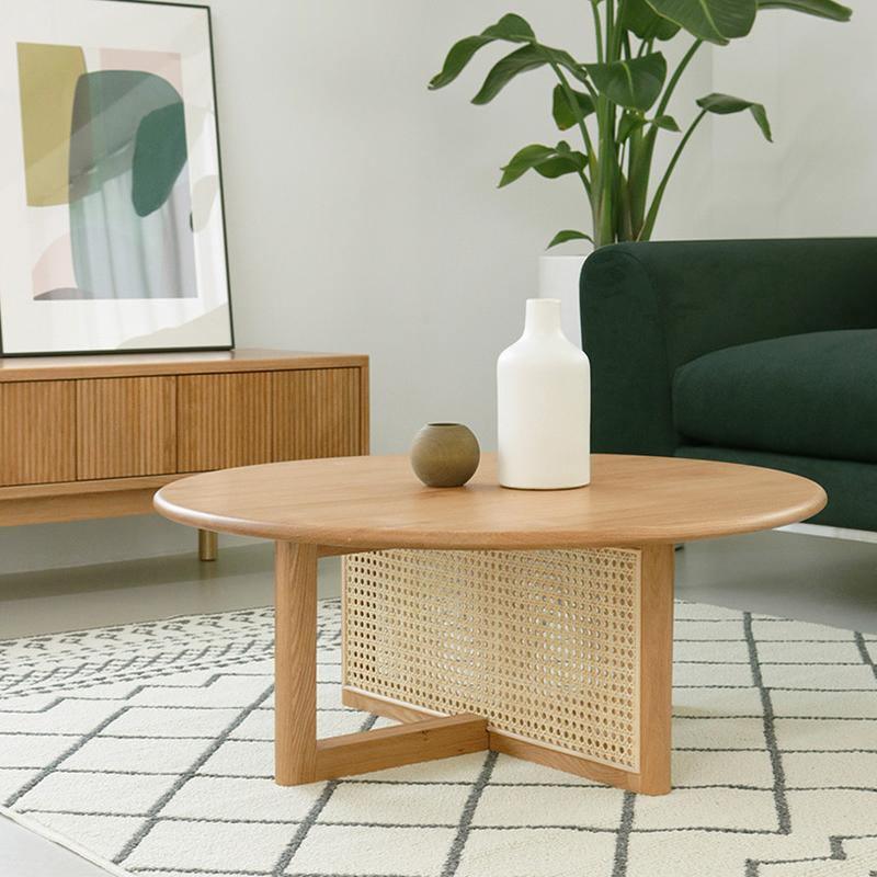 Hagy Rattan Coffee Table, Light Oak- | Get A Free Side Table Today