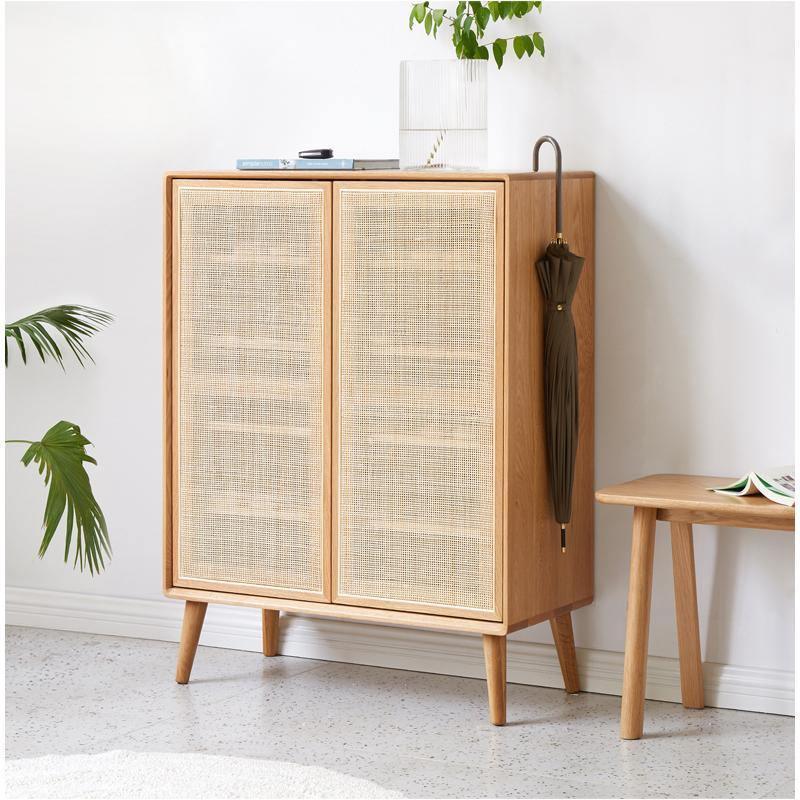 Hans Rattan Shoe Storage Cabinet, Oak- | Get A Free Side Table Today