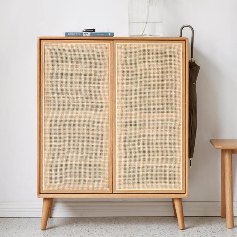 Hans Rattan Shoe Storage Cabinet, Oak- | Get A Free Side Table Today