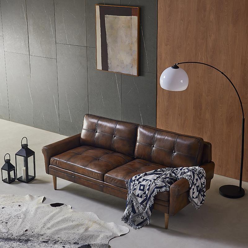 Hemenway Two Seater Sofa, Full Grain Leather- | Get A Free Side Table Today