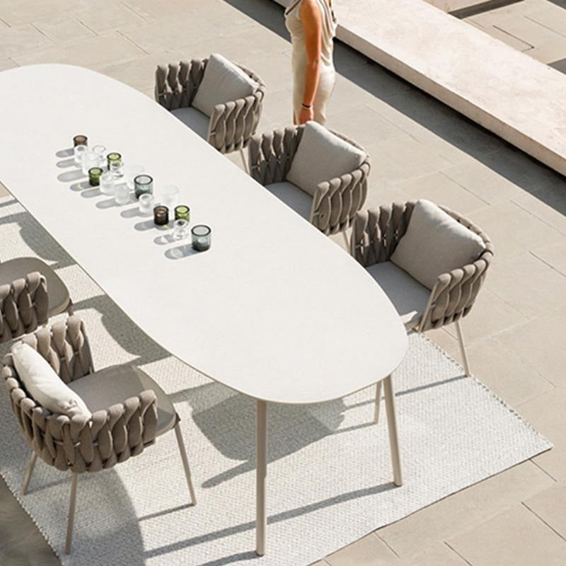 Vallee Rattan Outdoor Dining Table Set, Table With Six Dining Chairs - Weilai Concept