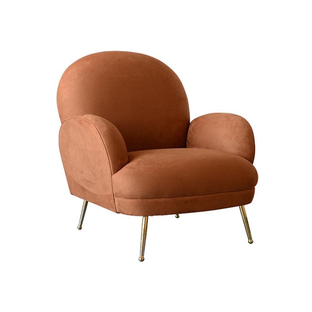 Juno Armchair, Brown Velvet- | Get A Free Side Table Today