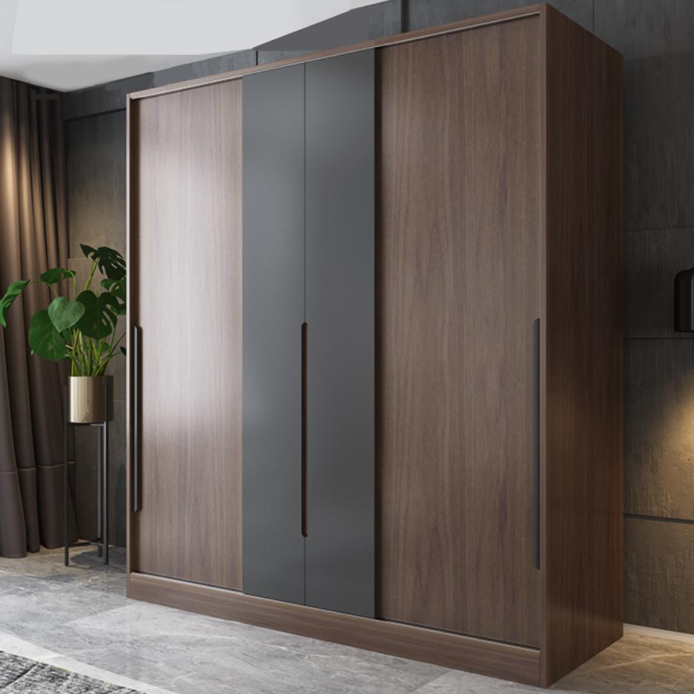 KA9336 Wardrobe, Rosewood & Black- | Get A Free Side Table Today