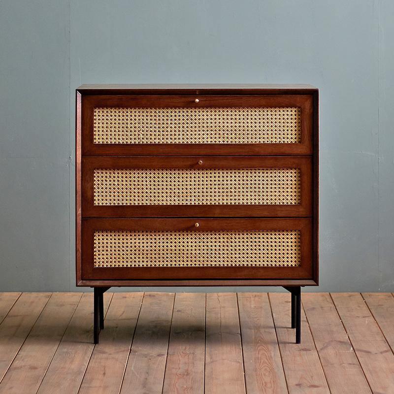 Liana Cabinet, Rattan & Walnut- | Get A Free Side Table Today