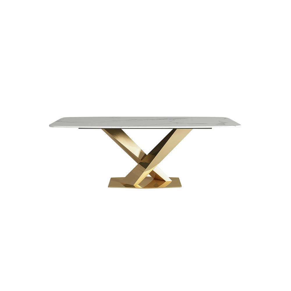 LUCI Dining Table, Sintered Stone And Gold- | Get A Free Side Table Today