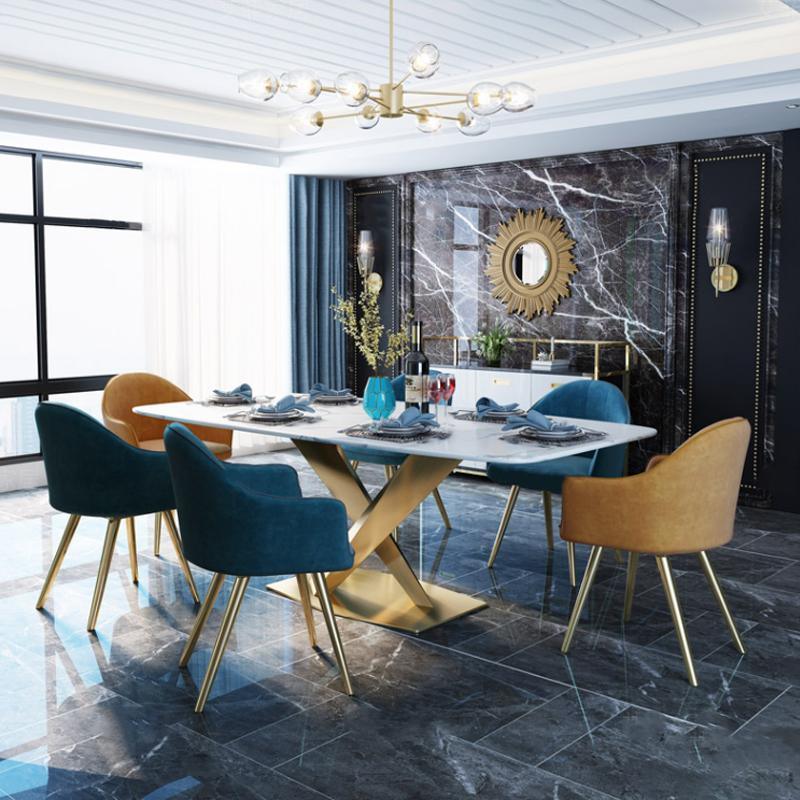 LUCI Dining Table, Sintered Stone And Gold- | Get A Free Side Table Today