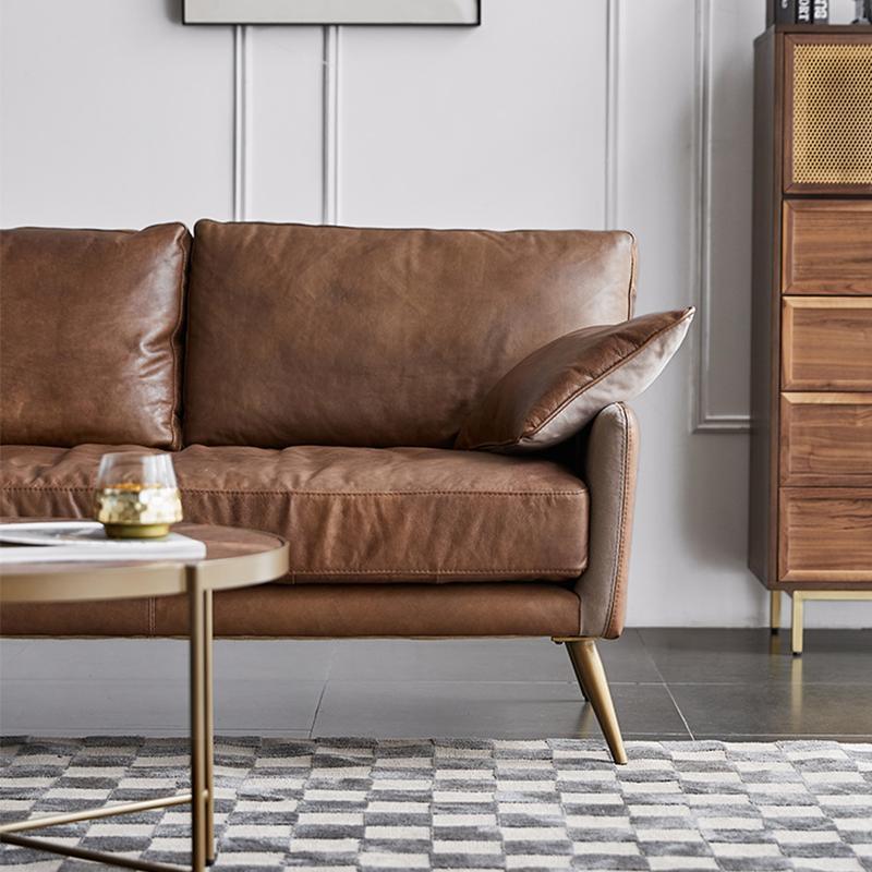 Luna Three Seaters Sofa, Italian Genuine Leather- | Get A Free Side Table Today