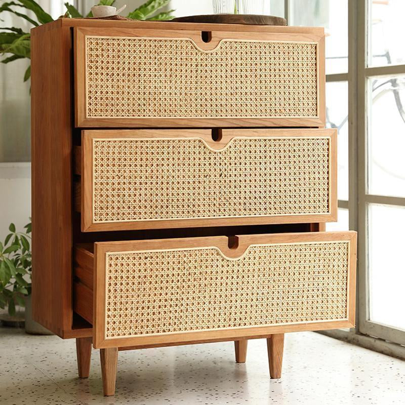 Pavia Chests Of Drawers, Natural Rattan & Oak