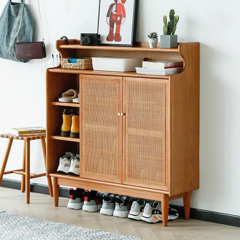 Pavia Shoe Storage, Rattan & Oak- | Get A Free Side Table Today