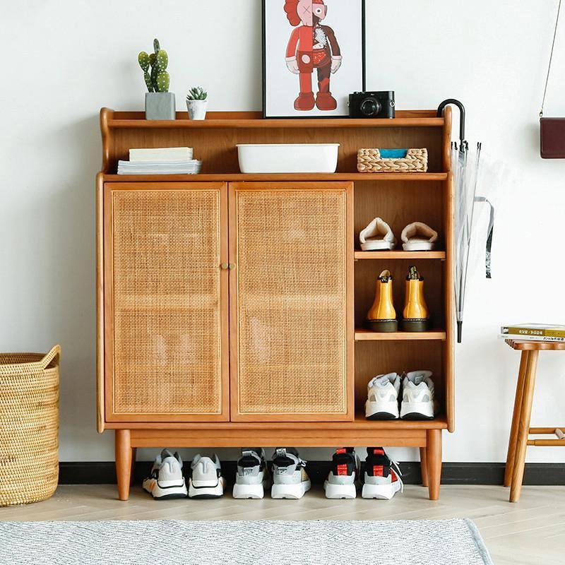 Pavia Shoe Storage, Rattan & Oak- | Get A Free Side Table Today