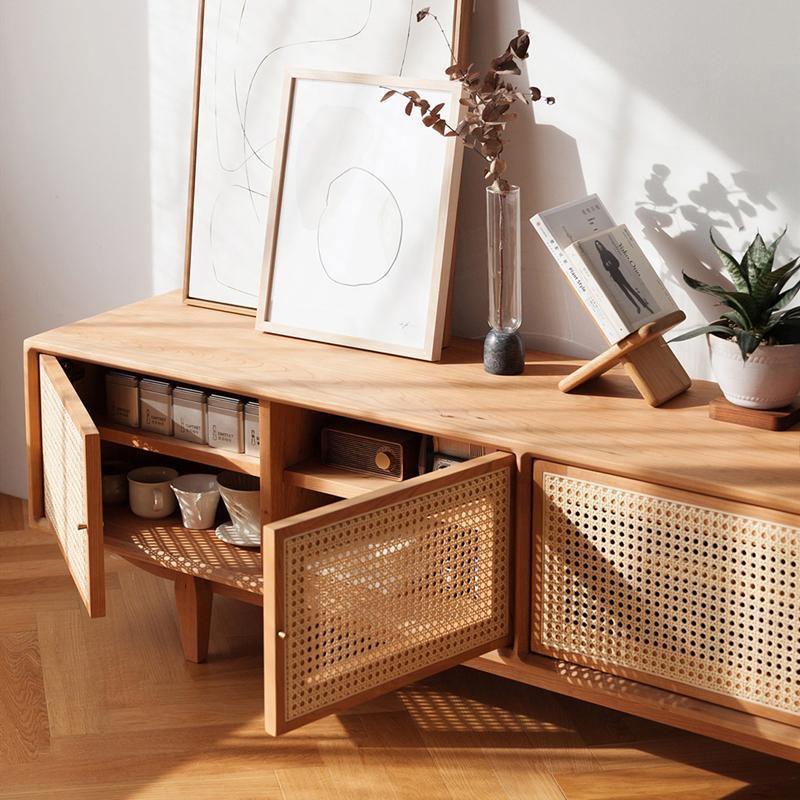 Pavia TV Stand, Rattan & Oak- | Get A Free Side Table Today