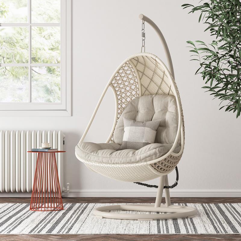 Pearl Rattan Garden Hanging Egg Chair with Stand, Indoor/ Outdoor Furniture- | Get A Free Side Table Today