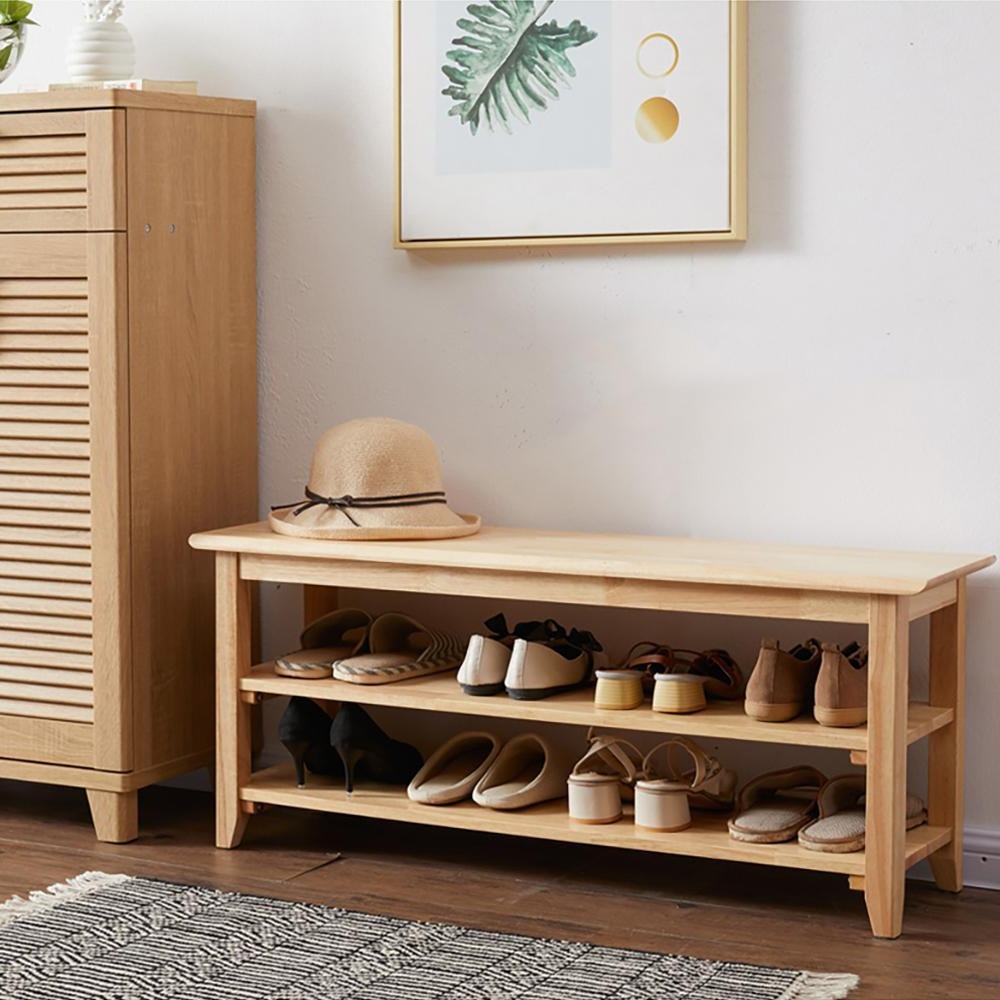 S1412 Shoe Storage, Oak- | Get A Free Side Table Today