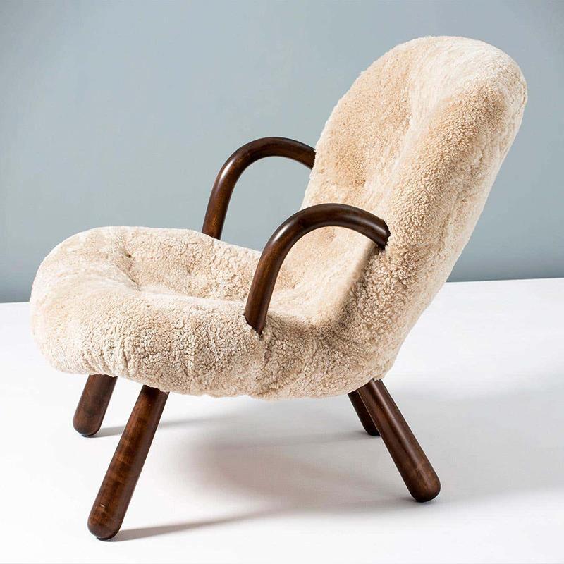 Philip Arctander Sheepskin Clam Armchair- | Get A Free Side Table Today