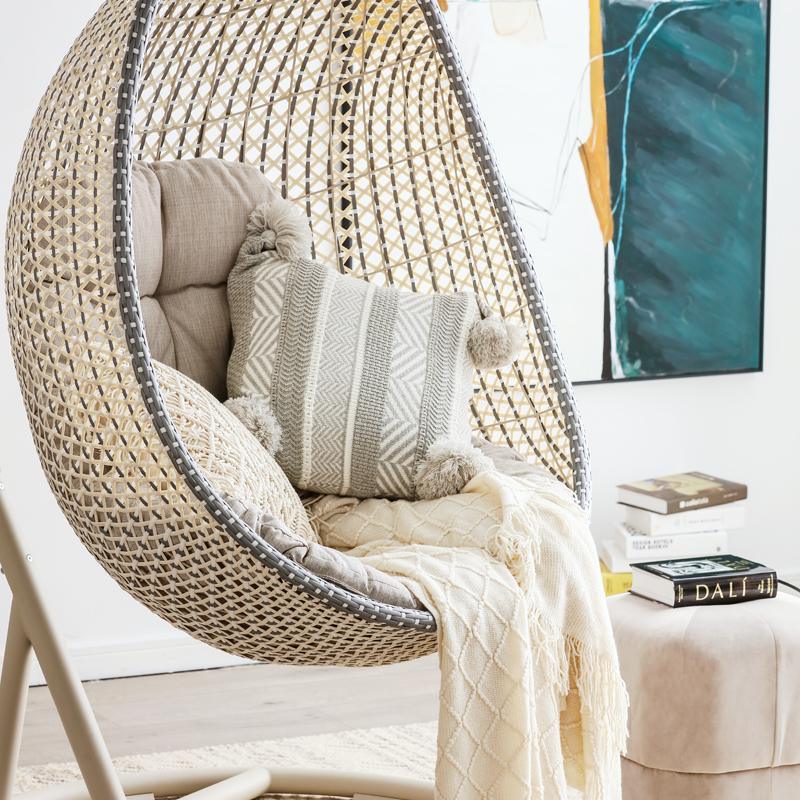 Sutton Garden Rattan Hanging Egg Chair with Stand, Indoor/ Outdoor Furniture- | Get A Free Side Table Today