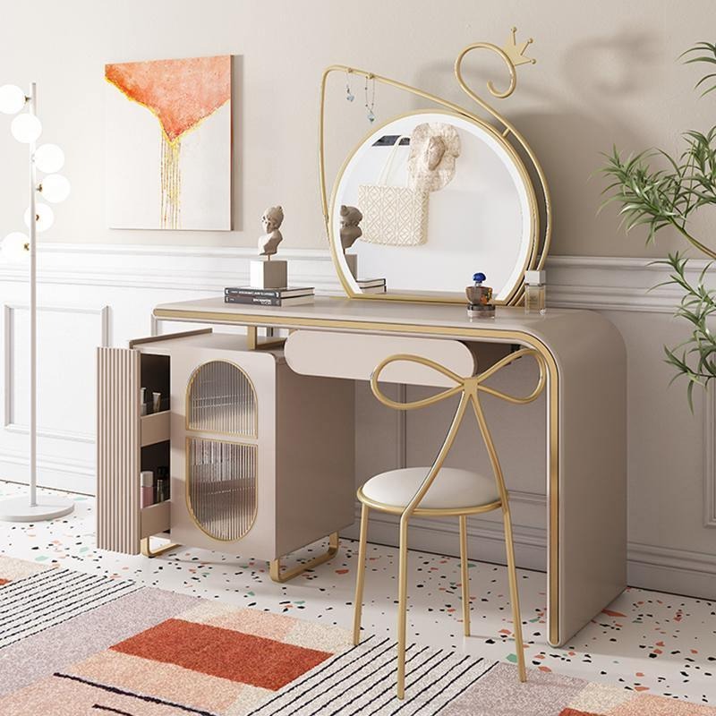 Swan Dressing Table, Gold- | Get A Free Side Table Today