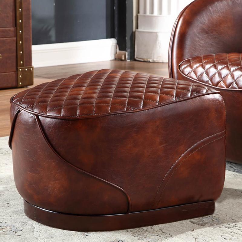 Timothy Oulton Saddle Chair And Footstool Replica, Loft Style, Oil Wax Leather- | Get A Free Side Table Today