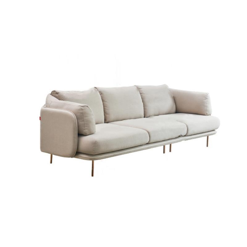 U182 Three Seater Corner Sofa, White Cotton Linen- | Get A Free Side Table Today