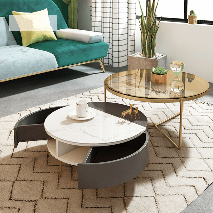 Weilai Concept Nesting Coffee Table, Green And White- | Get A Free Side Table Today