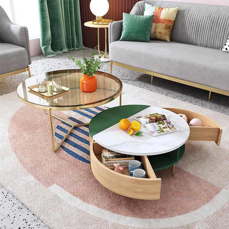 Weilai Concept Nesting Coffee Table, Green And White- | Get A Free Side Table Today